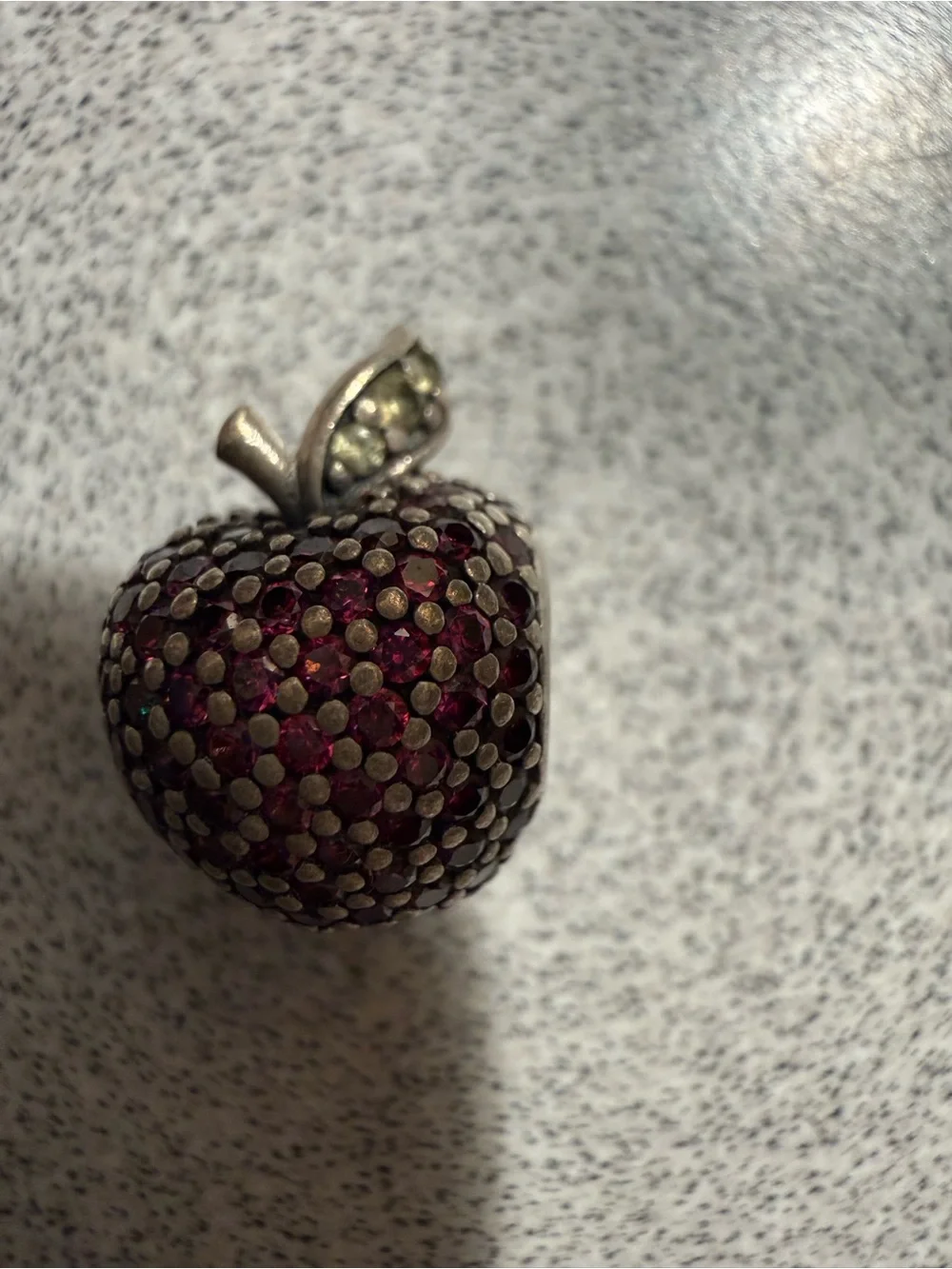 Pandora Silver-Tone Ruby Red Pave Apple charm